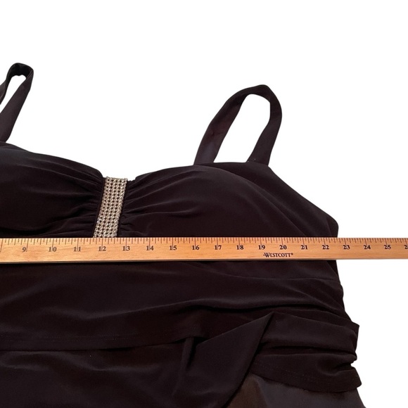 Laura Plus Elegant Black Layered Dress-V-Neck-Rhinestone Embellishment-Size24W - Picture 11 of 13